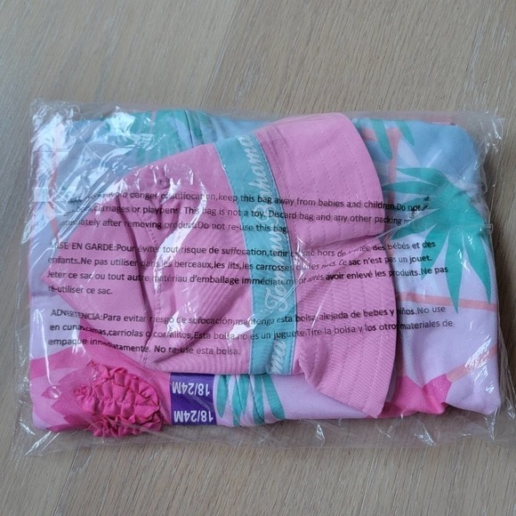🛑 2 / $40 Sale!Tommy Bahama Infant 2-piece Swim Set UPF50+ / Pink Flamingo NWT - Picture 6 of 9